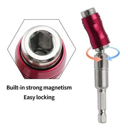 20° Adjustable Angle Magnetic Bit Extension Rod , 1/4" Hex Quick Release Magnetic Screwdriver Bit Holder for Electric Drill