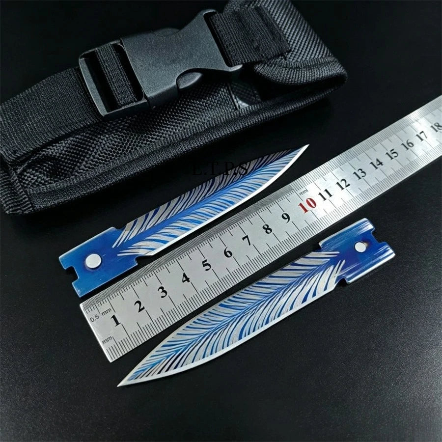 Blue Troodon Knife Outdoor Hunting Survival Tool Multifunctional Pocket Folding Knives with Nylon Sheath