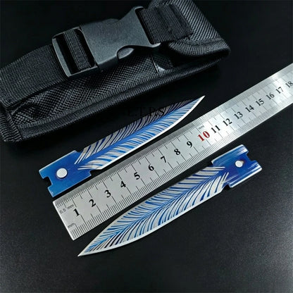 Blue Troodon Knife Outdoor Hunting Survival Tool Multifunctional Pocket Folding Knives with Nylon Sheath