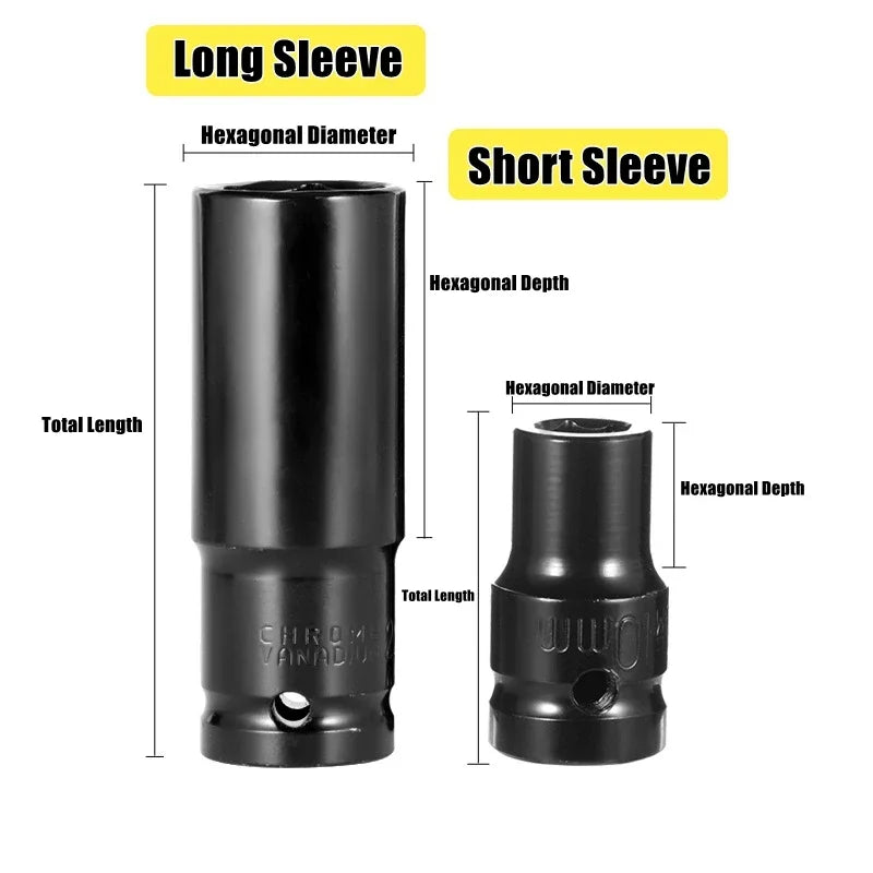 1/2" Drive Deep Impact Socket Drive Metric Wrench Socket Deep Impact Socket Pneumatic Wrench Head Tire Removal Tools
