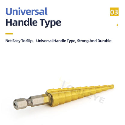 TOOLEYE HSS Titanium Step Drill Bit Stage Drills For Metal Wood High Speed Stepped Drill Set Power Tools 3-12 4-12 4-20 4-32mm