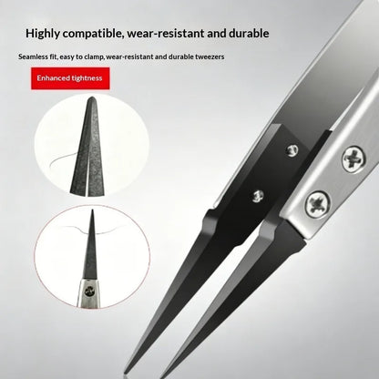 ESD Anti Static Tweezers Heavy Duty Precision Metal Clips Straight Curved Mouth Thick Non Slip Low Heat Transfer Electronics PCB