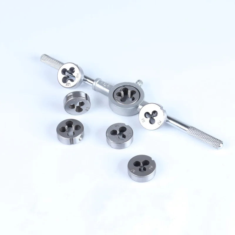 Manual Tap and Die Set with Drill Bits Reamers and Handle Tools for Thread Cutting DIY Hardware Kit Durable Steel