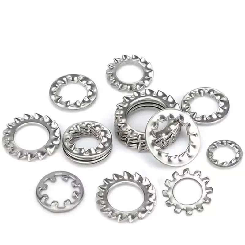 150pcs Assorted External & Internal Toothed Serrated Lock Washers M3-M8 Stainless Steel 304 A2-70 Set for Hardware