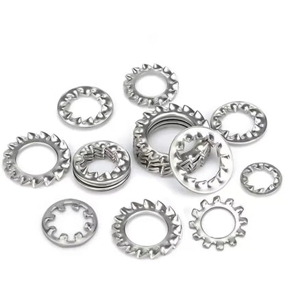 150pcs Assorted External & Internal Toothed Serrated Lock Washers M3-M8 Stainless Steel 304 A2-70 Set for Hardware