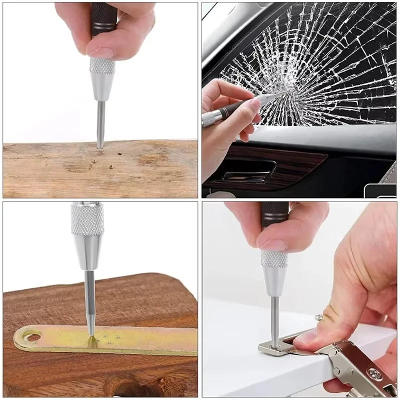 Adjustable Automatic Center Punch Spring Loaded Locator for Woodworking Metal Drill Center Pin Press Dent Marker Hand Tool