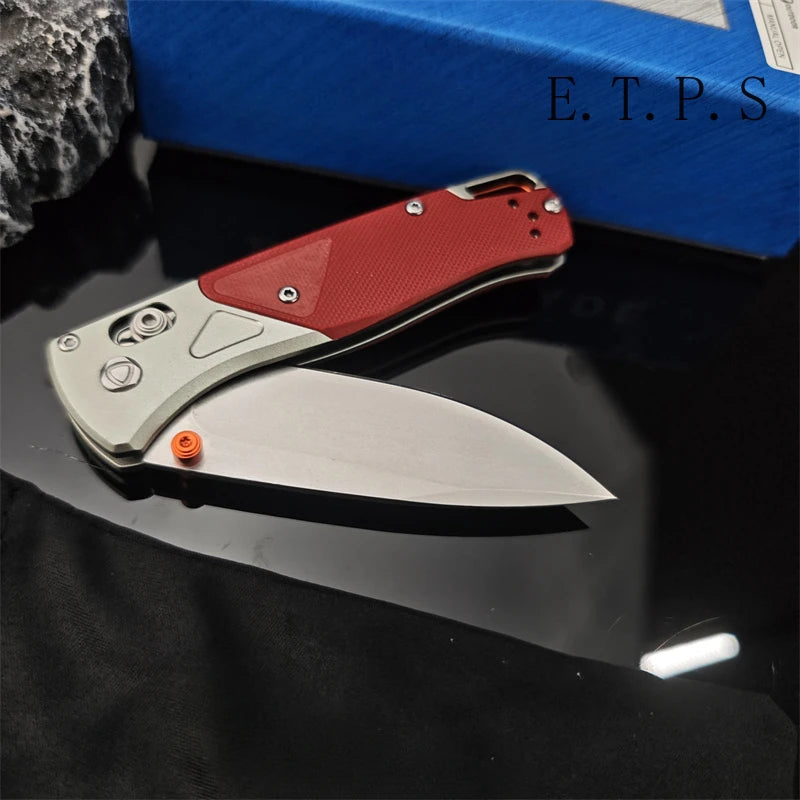 BM 535-09 Bugout AXIS Folding Knife Stonewashed Drop Point Blade Gray Aluminum Handles with G10 Outdoor EDC Tools Pocket Knives