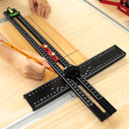 2-in-1 Adjustable T Square Drilling Positioning Ruler Aluminum Cabinet Drawer Hardware Hole Drilling Template Kit