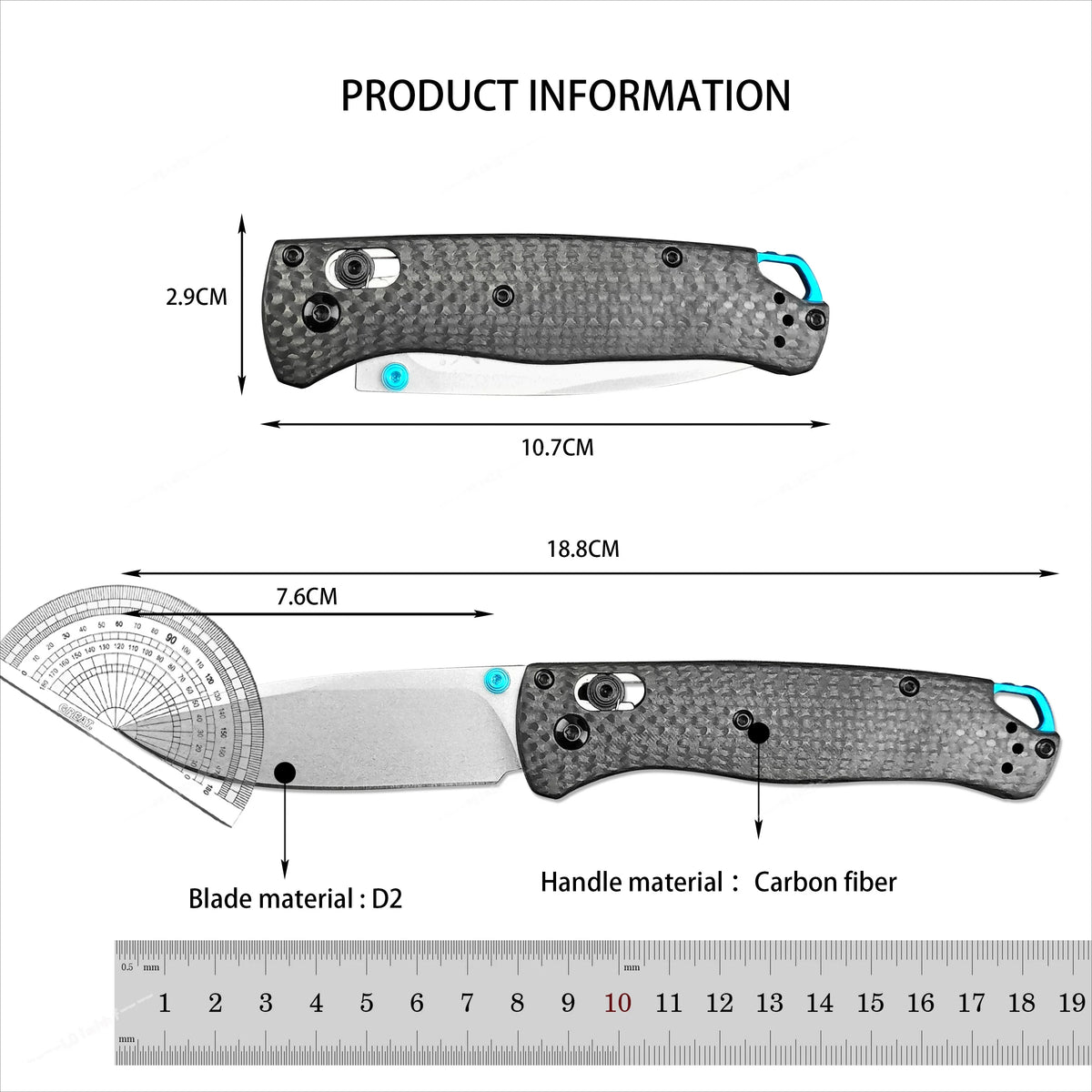 BM 485+535 Portable Multi-functional Tool - Compact EDC Pocket Knife, Featuring Ergonomic Handle, Lightweight and Durable, Suitable for Camping and Fishing.