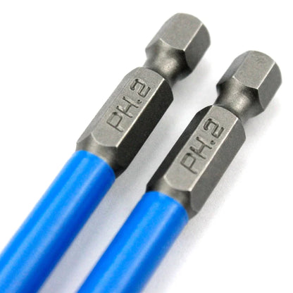 7pcs 1/4" Hex Shank Fits Magnetic PH2 Long Reach Electric ARC Screwdriver Bits Exactness Single Phillips Cross Head Tool