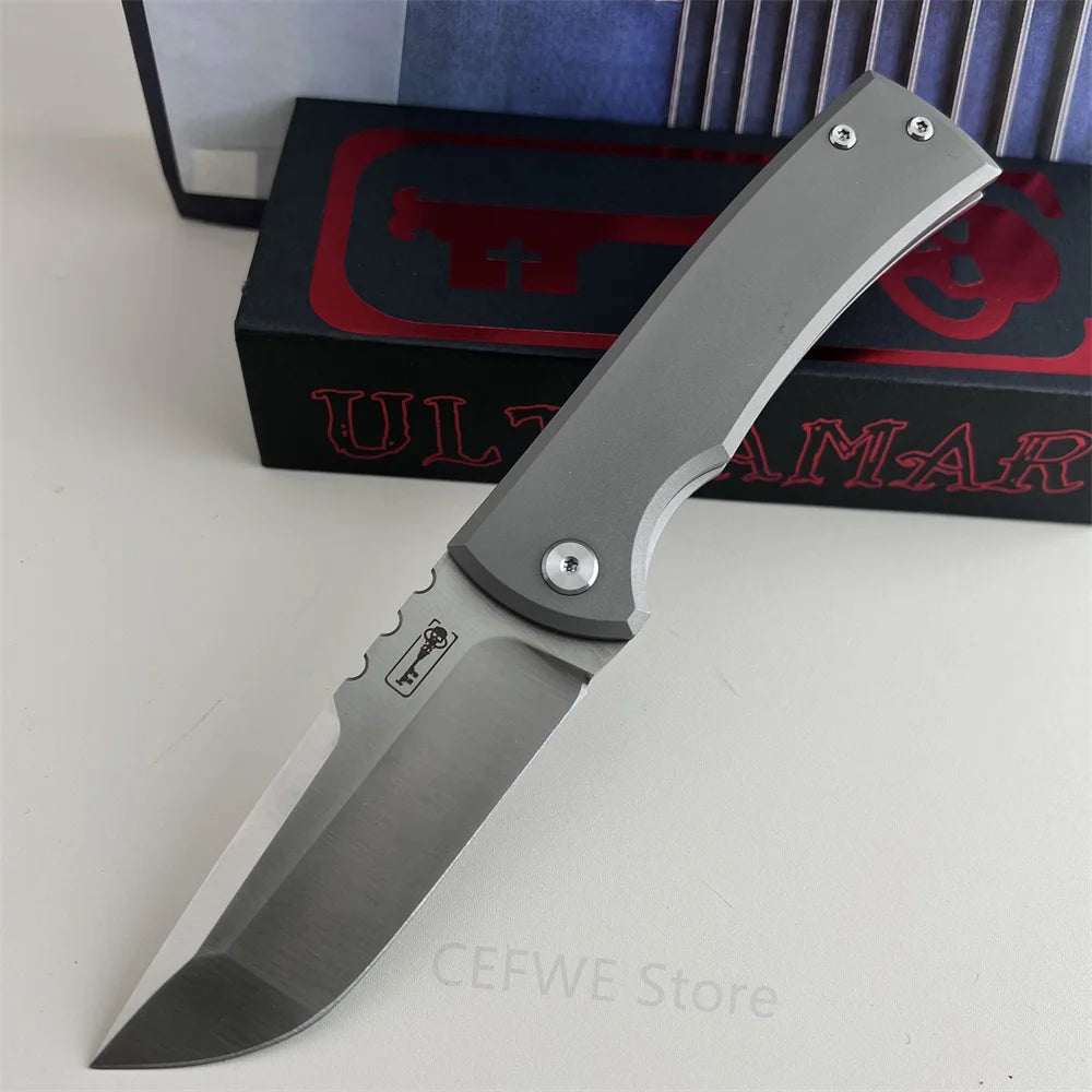 Ultramar Redencion 229 Folding Knife, Solid Titanium Alloy Handle and Sharp Blade, Portable EDC Pocket Knife Outdoor Camping Hiking Daily Cutting Tool