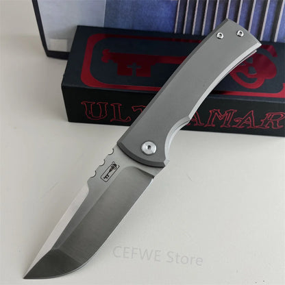 Ultramar Redencion 229 Folding Knife, Solid Titanium Alloy Handle and Sharp Blade, Portable EDC Pocket Knife Outdoor Camping Hiking Daily Cutting Tool