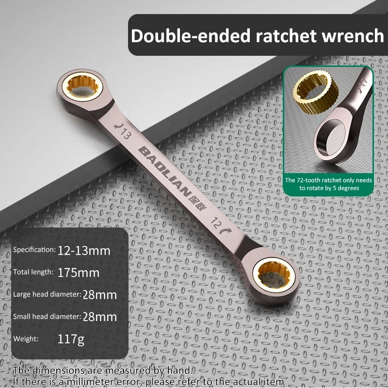 1Pc Dual-use Torx Wrench 6MM-27MM Dual Directional Plum Blossom Ratchet Wrench Universal Spanners for Car Repair Tools Hand Tool