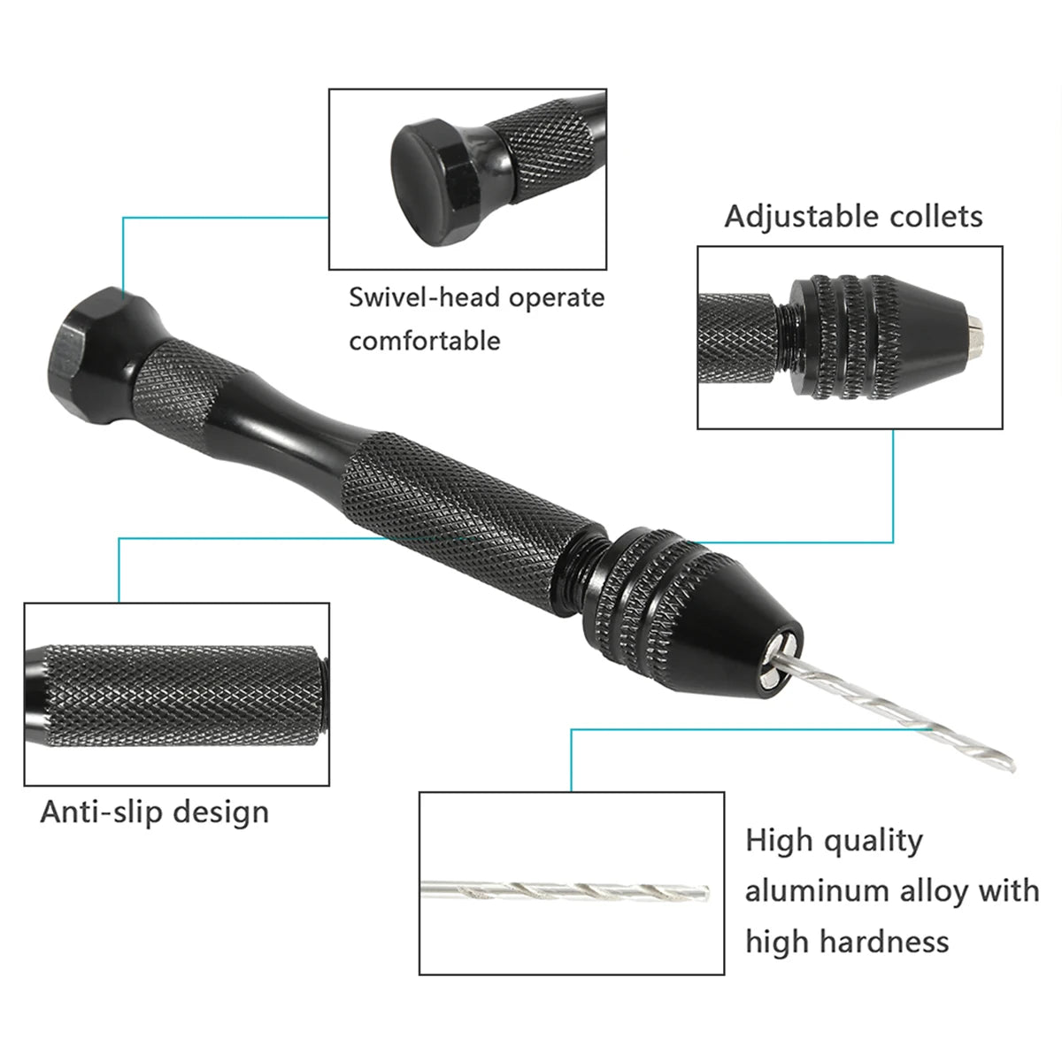 49Pcs Precision Pin Vise Hobby Drill with Model Twist Hand Drill Bits Set High Speed Hole Opening DIY Drilling Tool Dropshipping