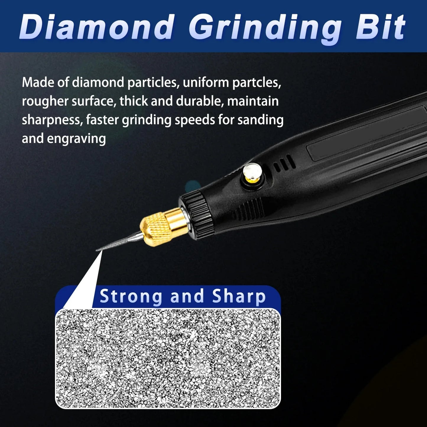 30PCS Diamond Burrs Set 3mm Shank Rotary Tool Bits for Dremel Grinding Engraving Drill Bits Kit for Glass Stone Ceramic Metal
