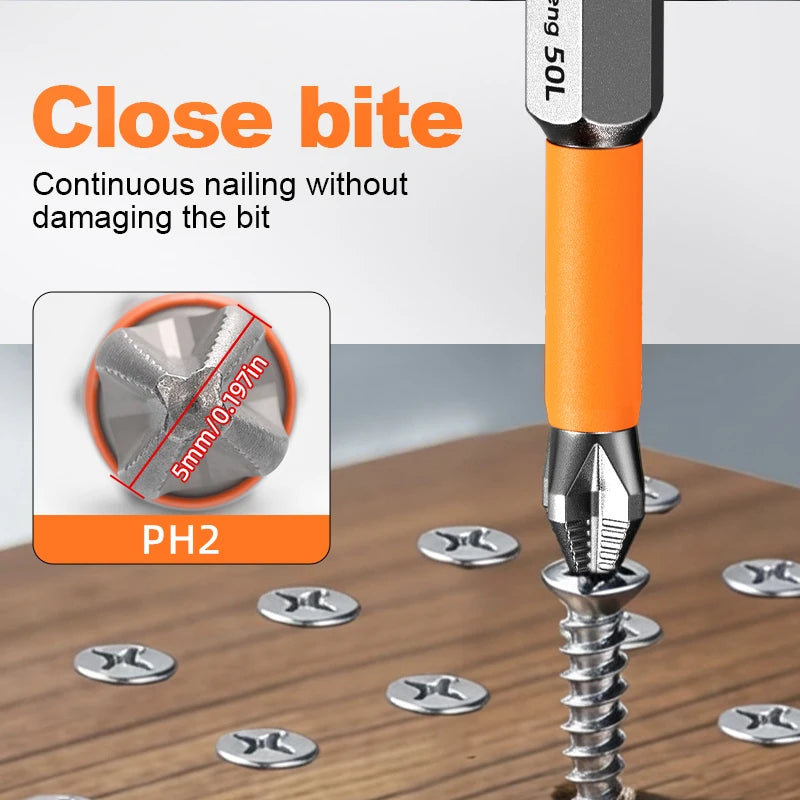 Anti Slip Bits Magnetic Screwdriver Bit Set S2 Alloy Steel Impact Resistance Hex Shank Alloy Steel Bits Suitable for Power Tools