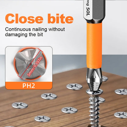 Anti Slip Bits Magnetic Screwdriver Bit Set S2 Alloy Steel Impact Resistance Hex Shank Alloy Steel Bits Suitable for Power Tools