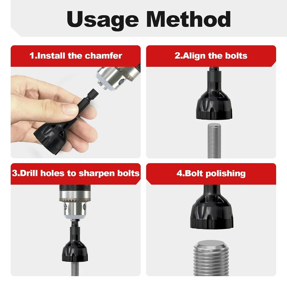 Deburring External Chamfer Tool Tungsten Carbide Blade Bolt Thread Repair Burr Removal for Metal Chamfer Bit With Hex Shank