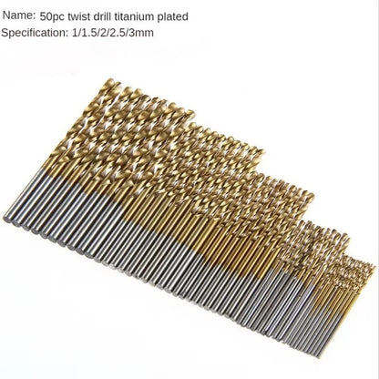 50Pcs Professional Titanium Coated Drill Bits High Speed Steel Drill Bits Set Tool Electric Drill Woodwork Drill 1/1.5/2/2.5/3mm