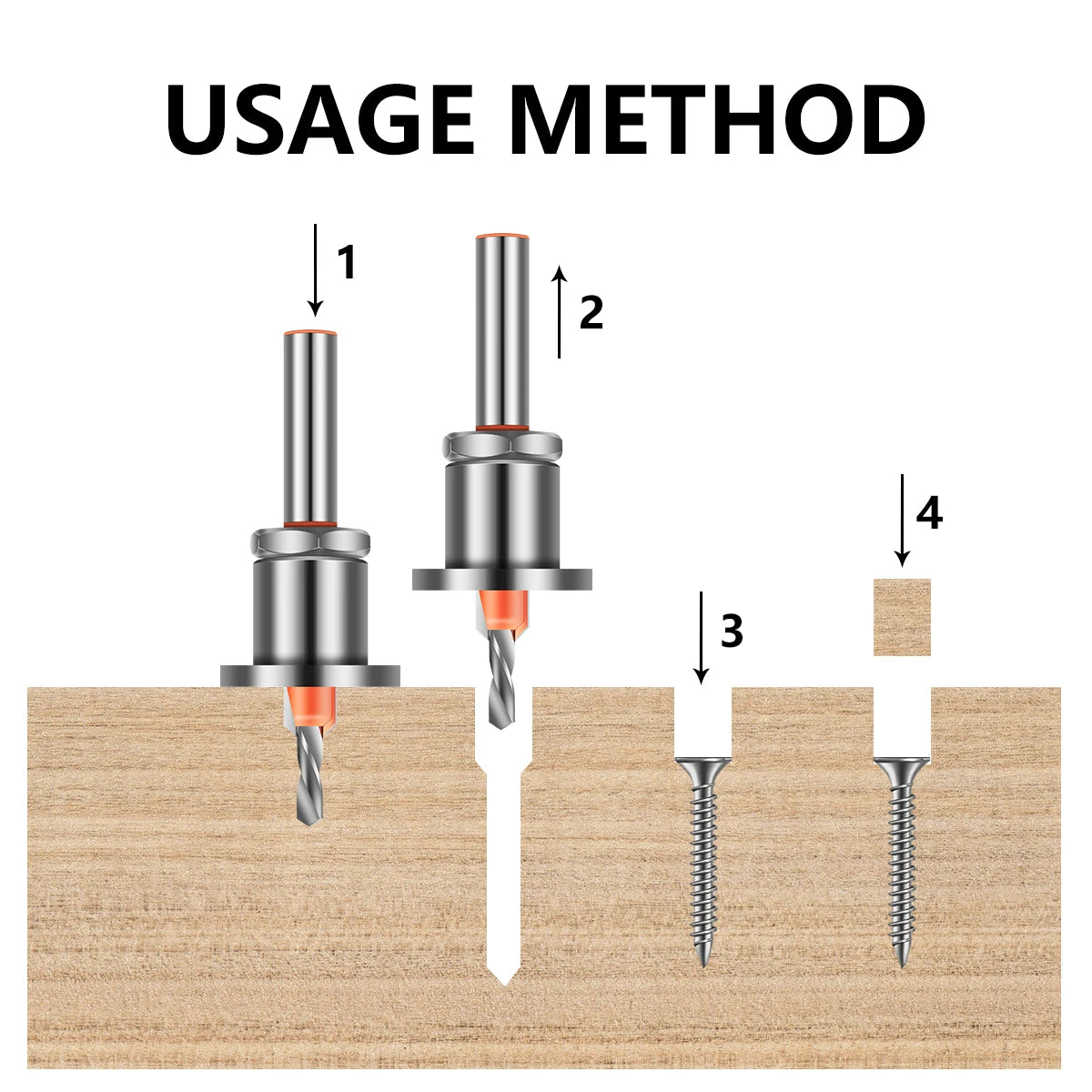 8mm Shank Countersink Drill Bit With Stop Alloy Head Taper Hole Step Drill For Wood Screw Installation Woodworking Drilling