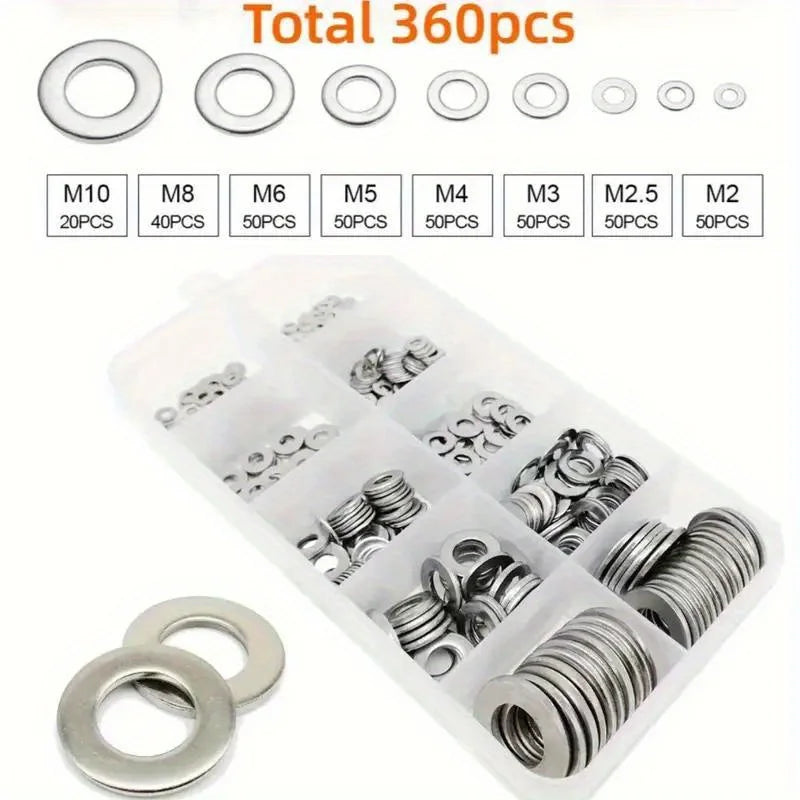 80-580pcs Aluminum Flat Washer Assortment Kit Aluminum Flat Washers M2 M2.5 M3 M4 M5 M6 M8 M10 M12 Washer Flat Ring Gasket Rings