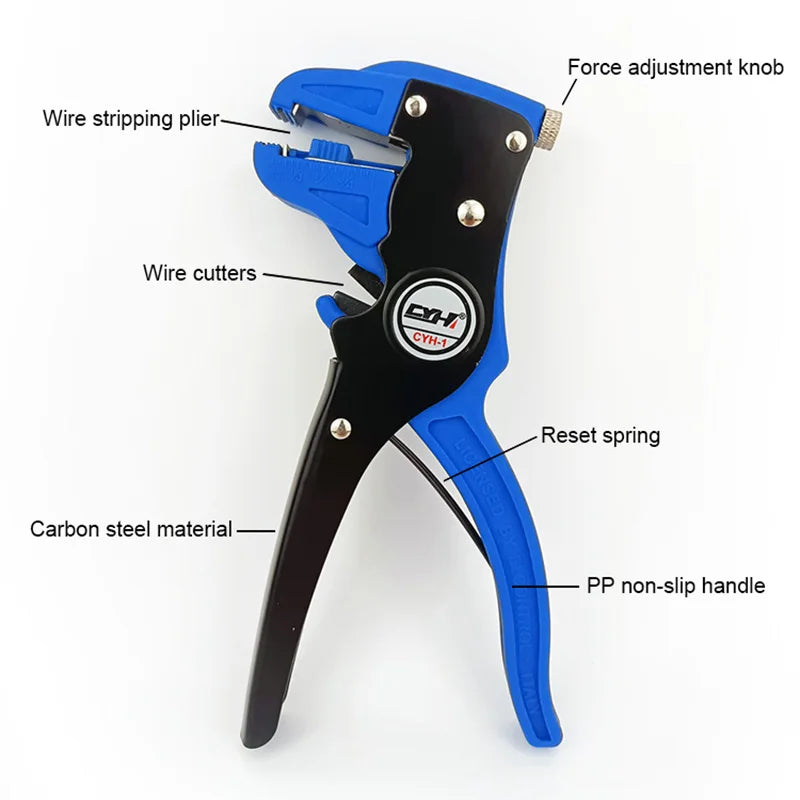 Bomurph Automatic Wire Stripper and Cutter, 2 in 1 Adjustable Electrical Cable Wire Stripping Tool Eagle Nose Pliers