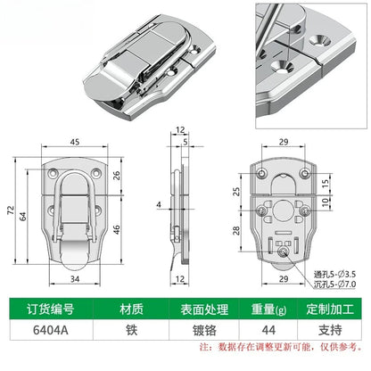 Box snap, nickel-plated iron lock snap, bag fastener, hook, wooden box and toolbox lock, fixed lock, hardware accessory