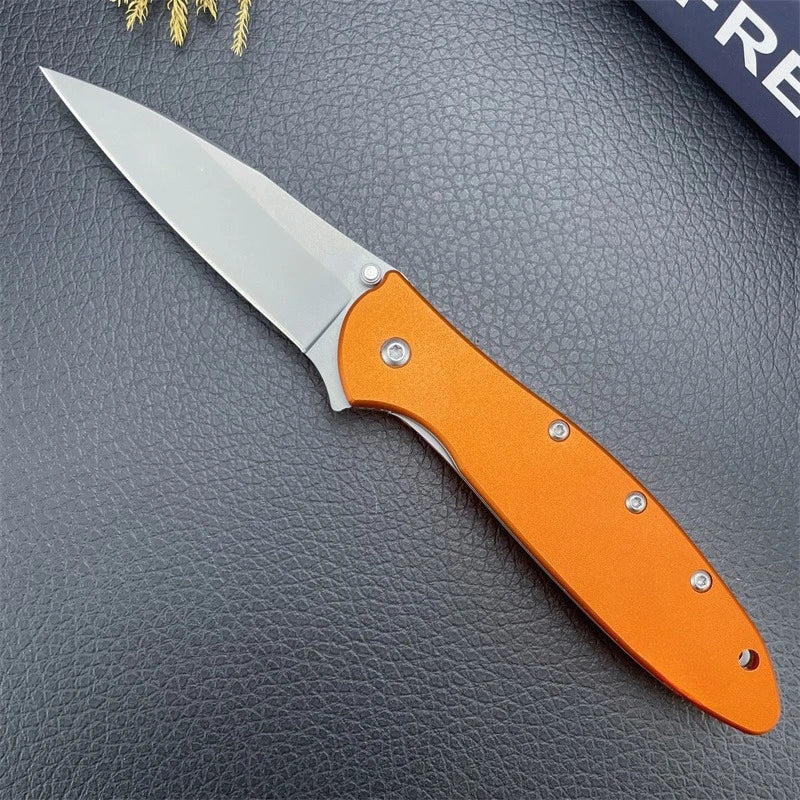 KS Leek 1660 Aluminum Folding Knife with 8Cr13Mov Blade Window Breaker Self-defense and Protection Tool Outdoor Fishing Knife