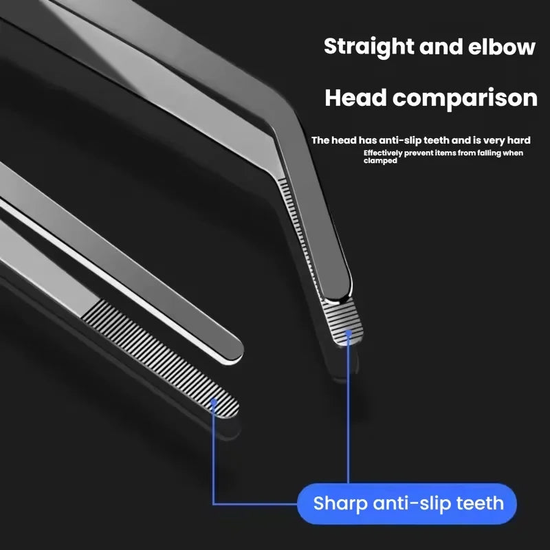 30CM Stainless Steel Tweezers with Anti-Slip Grip | Straight/Curved Tip for Electronics Repair, Fishing, Crafts