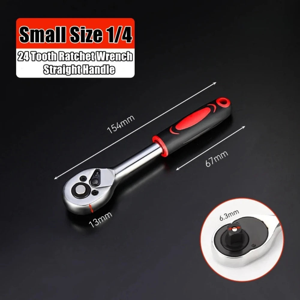 72/24 Tooth Quick Ratchet Wrench 1/2 1/4 3/8 3 Size Flying Wrenches Two-way Socket Wrench Repair Tools for Vehicle Bicycle