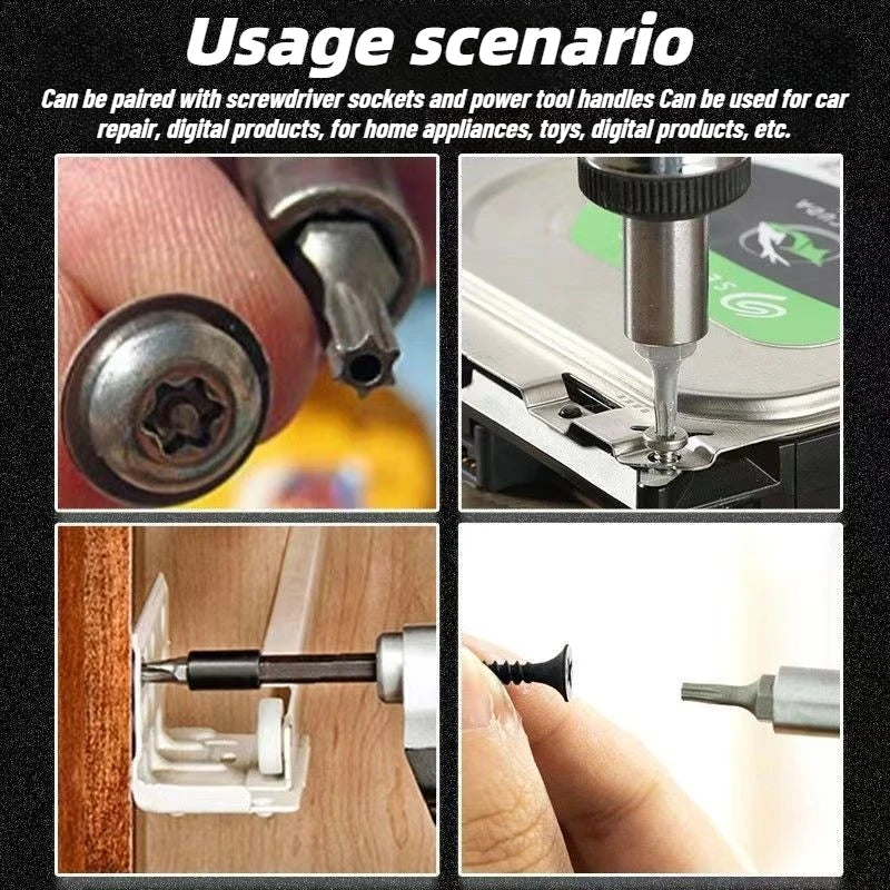 Torx Screwdriver Bit Set Tamper Proof Security Drill Bits 25mm Long Flat Head 1/4” Hex Screw Driver Hand Tools T5-T40