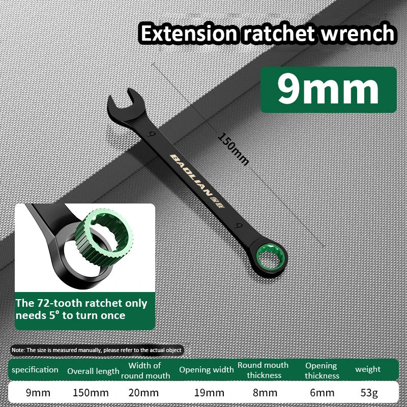 Dual-Purpose Wrench Fast Plum Blossom Ratchet Wrench Industrial Grade 72 Tooth Labor-Saving, Fast and Durable Dual-use Wrench