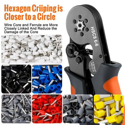 Ferrule Crimping Tool or Tool Kit,HSC8 6-6A/6-4A Ratchet Mini Electrical Clamp,for Tubular Terminal,WOZOBUY Brand Hardware Tool