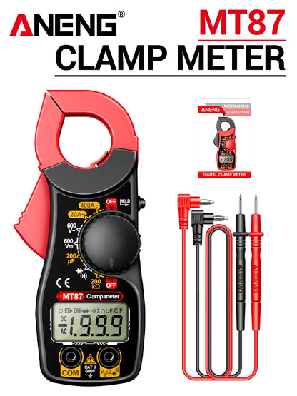 ANENG MT87 1999 Counts Clamp Multimeter AC/DC 600V Voltage 400A Current Resistance Tester with Data Hold Digital Clamp Meter