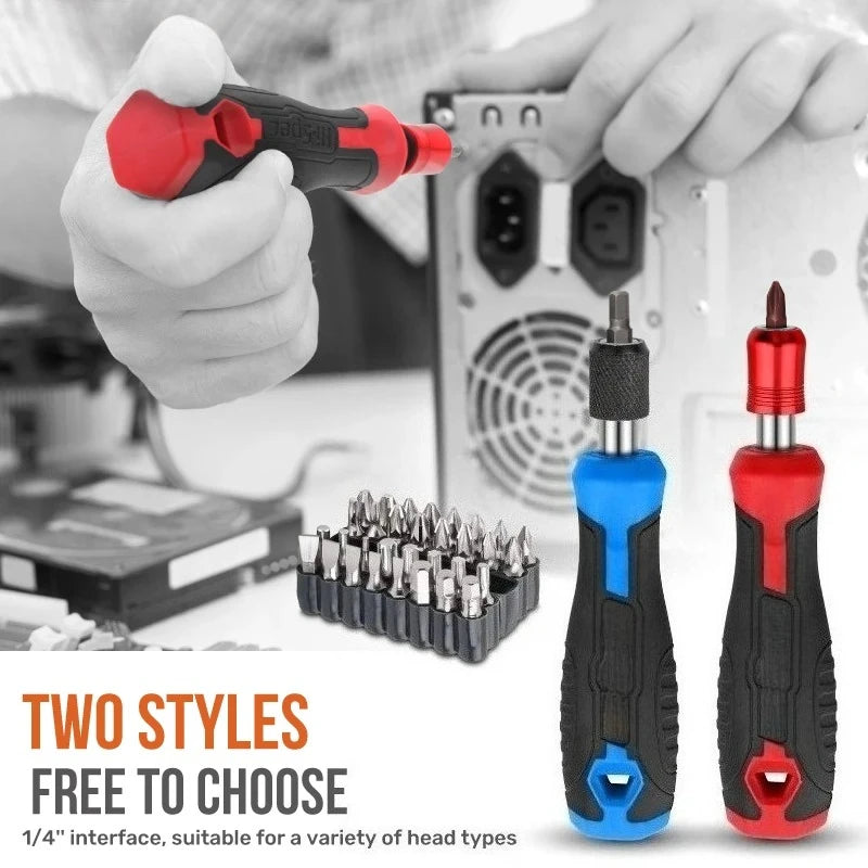 1/4 (6.35mm) Hi-Spec Ratchet Screwdriver Bit Set Multifunctional Magnetic Bit Driver Holder Handle Slotted Hex Torx Phillips Bit