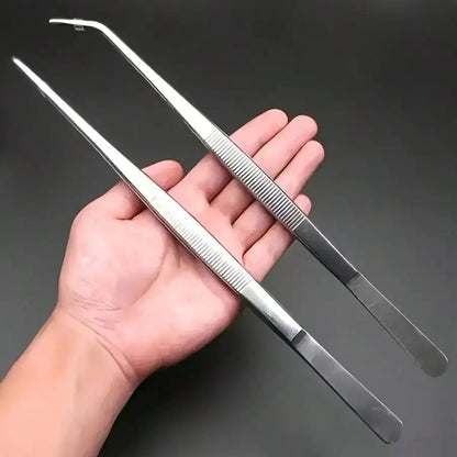 2pcs Precision Long Handle Tweezers - Straight & Curved Dual Tips, Suitable for Gardening,Home,Office,Art & Laboratory Work