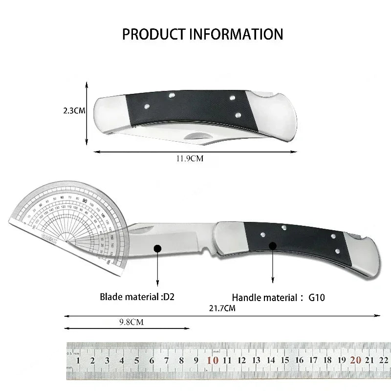 110 Folding Knife D2 Steel Blade G10 Handle Outdoor Camping Portable Hiking Survival Multi-purpose EDC Pocket Knife Men's Gift