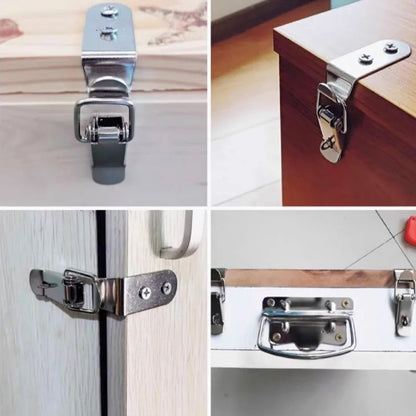 90 Degree Duck Mouth Hasp Lock Silver Metal Spring Hook for Wood Box