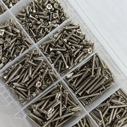 Box of 560 Self-Tapping Wood Screw Set - Includes 8 Different Sizes of M2 Flat Metal Screw Classification Kit