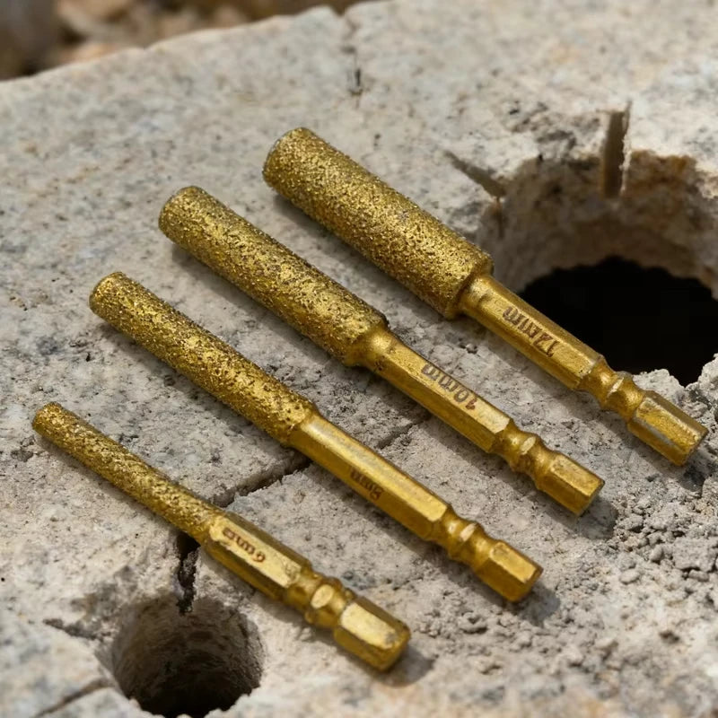 Hex Shank Diamond Core Bit Set - Dry Drilling for Ceramic Tile Granite Marble, Vacuum Brazed Hole Saw, No Water Needed