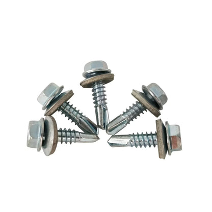 50 sets of heavy-duty stainless steel self-tapping screws - waterproof and rust-proof with washers, suitable for outdoor metal r