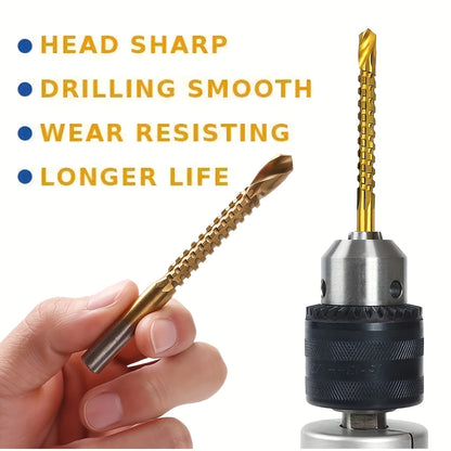 HSS Twist Drill Bits Set Titanium Coated Drill Bit 3-6mm Serrated Grooving Spiral Jagged Saw Drill Bit Composite Drill Bits