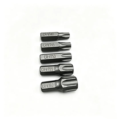 5pcs 5/16 Torx T40 T45 T50 T55 T60 CR-V Screwdriver Bit Set Extra Big Shank Screw Driver Bits For Repair Hand Tool Star Bit Kit