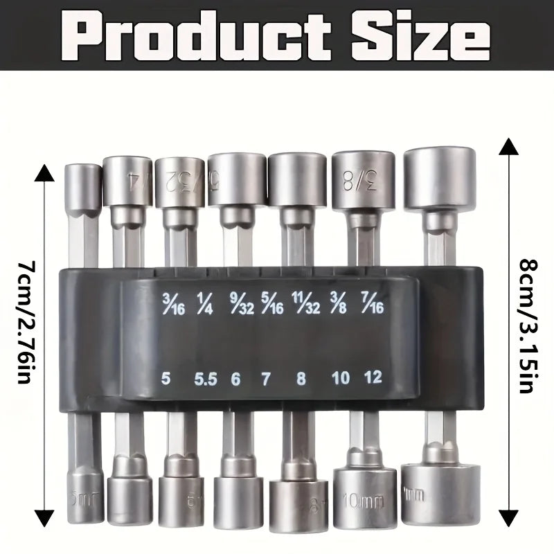 14pcs 5mm-12mm Hex Sockets Sleeve Nozzles Nut Driver Set Screwdriver Set Schroevendraaier Set Bits Sets Tools Socket Wrenches