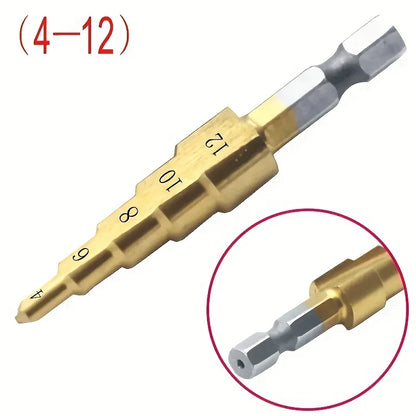 4-12/20/32mm HSS Titanium Coated Step Drill Bit Drilling Power Tool Metal High Speed Steel Wood Hole Cutter Step Cone Drill Bit