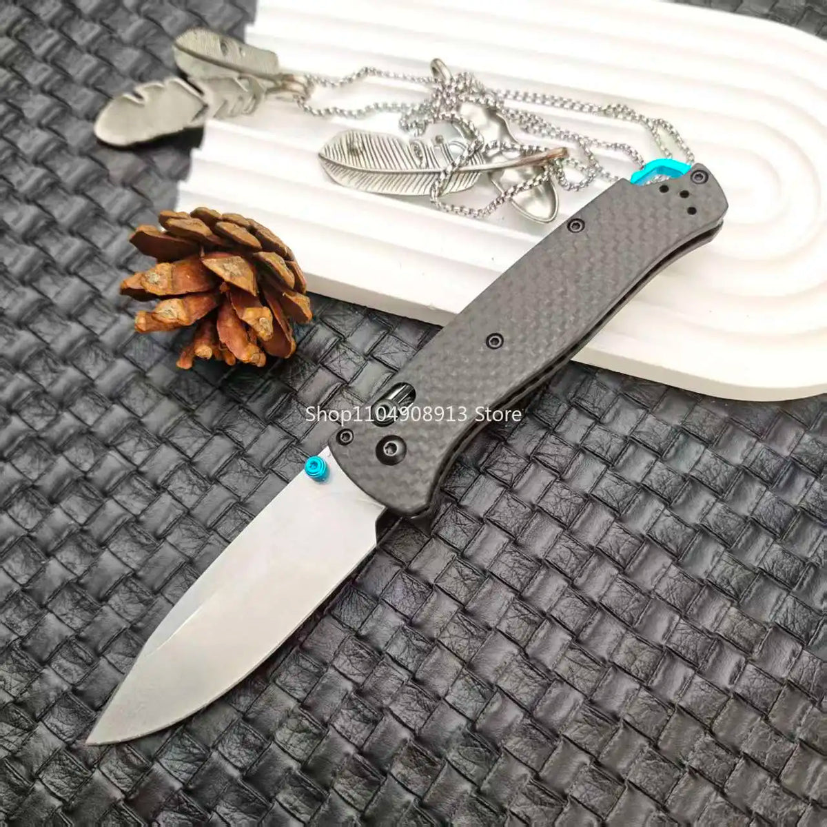 535-3 Survival Utility BM Folding Pocket Knife Multi-purpose Carbon Fiber Handle Camping Bushcraft Hiking EDC Tools Jackknife