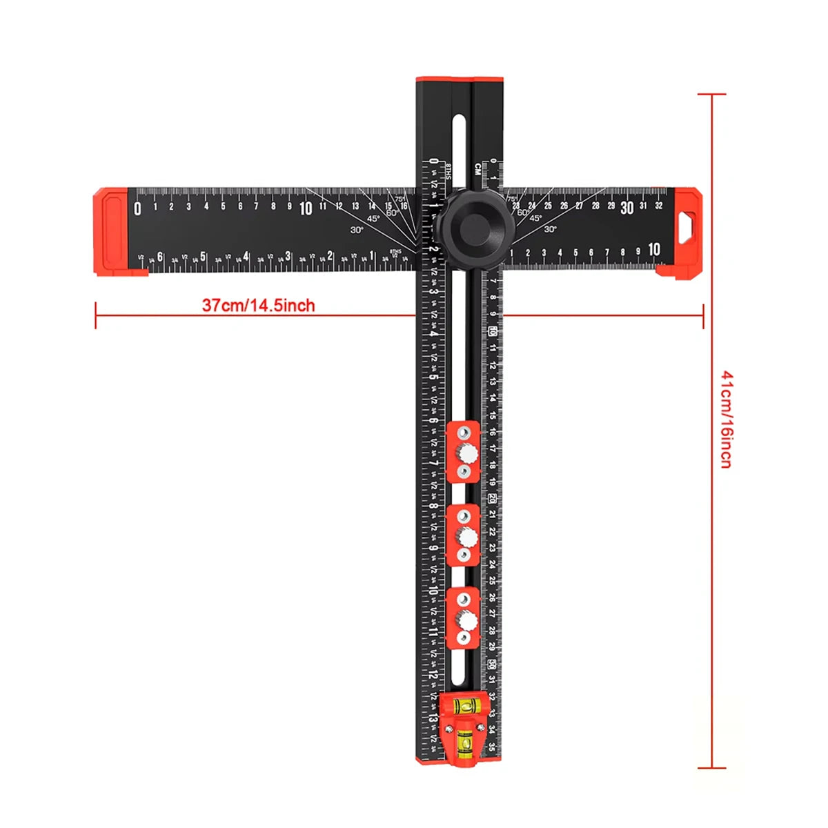 35cm/14in Adjustable Angle Ruler T Square Ruler-Drilling Positioning Ruler Cabinet Hardware Jig Drawer Installation Woodworking
