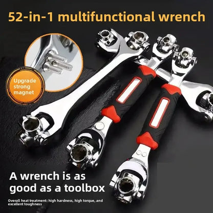 52 in 1 Tools Socket Works Universal Ratchet Spline Bolts Sleeve Rotation Hand Tools 360 Degree Multipurpose Tiger Wrench