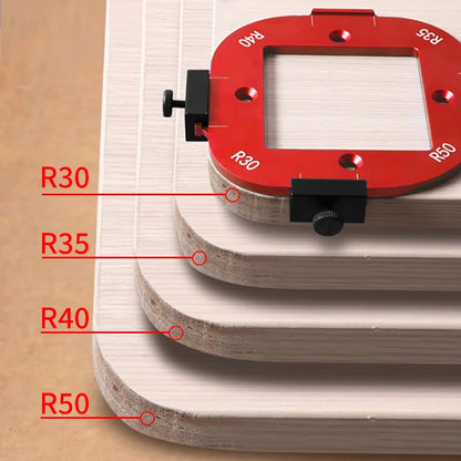 Aluminum Round Corner Radius Template Set - Router Table Jig for Woodworking, Arc Cutting Aid with Removable Clip, Sizes R10-R50