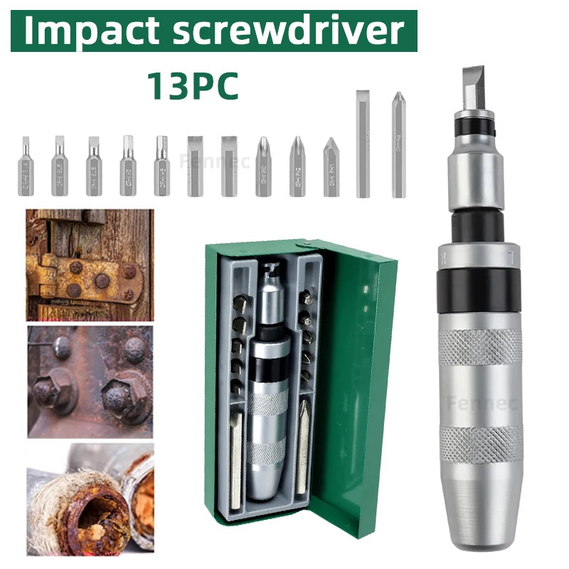 13 Piece Impact Screwdriver Set Hand Impact Driver Bits Heavy Duty Combination Impact Hardware Bits Corrector Screwdriver Set